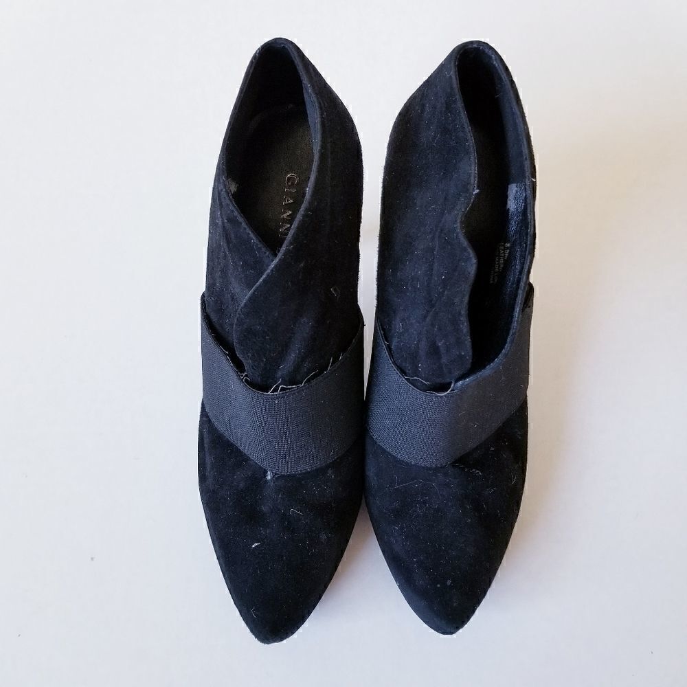 Gianni Bini Leather Black Heeled Booties